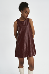 Heather Leather Dress Maroon