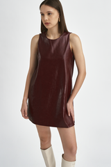 Heather Leather Dress Maroon