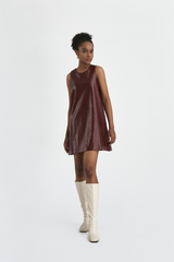Heather Leather Dress Maroon