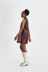 Heather Leather Dress Maroon