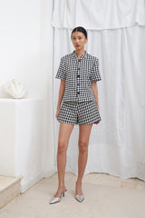 Asner Houndstooth Blazer | White Multi