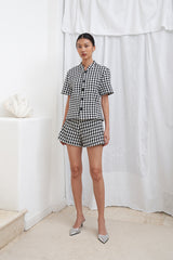 Asner Houndstooth Blazer | White Multi