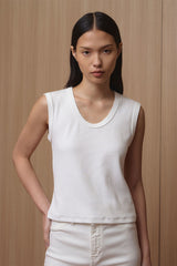 Casey Tank - Crew Neck | White
