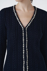 Claus Cardigan With Rhinestones | Navy