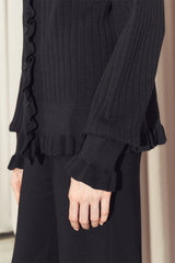 Esther Ruffle Cardigan Black