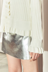 Esther Ruffle Cardigan White