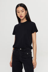 FIONA | Regular Fit Crew Neck T-shirt in Black