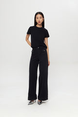 FIONA | Regular Fit Crew Neck T-shirt in Black