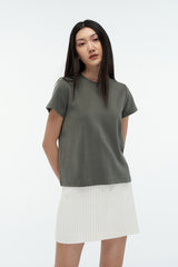 FIONA | Regular Fit Crew Neck T-shirt in Olive
