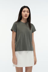 FIONA | Regular Fit Crew Neck T-shirt in Olive