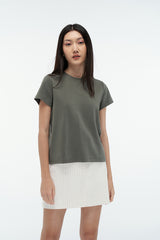 FIONA | Regular Fit Crew Neck T-shirt in Olive
