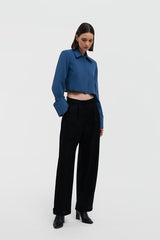 Frank Cropped Blazer Blue