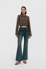 Frank Cropped Blazer Dark Olive