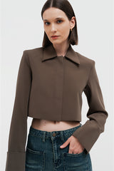 Frank Cropped Blazer Dark Olive