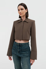 Frank Cropped Blazer Dark Olive