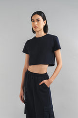 Ira Crop T-shirt Dark Navy
