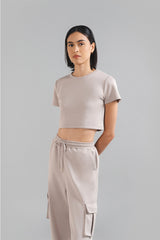 Ira Crop T-shirt Taupe