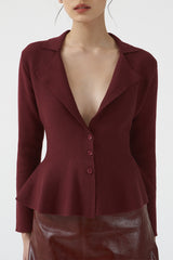 Jiana Knit Top Maroon