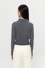 Greno Cardigan Top | Dark Grey