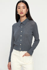 Greno Cardigan Top | Dark Grey