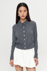 Greno Cardigan Top | Dark Grey