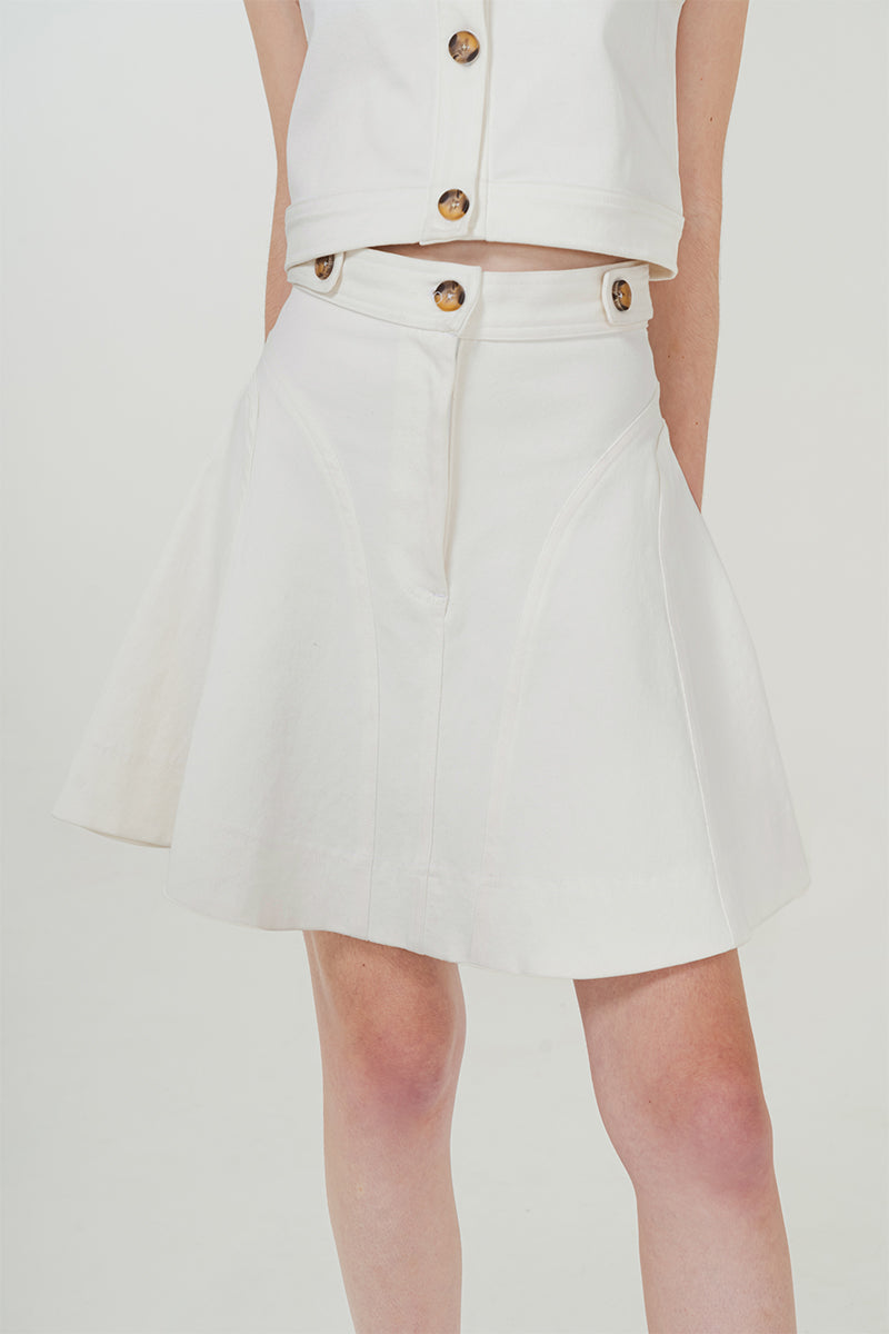 White denim 2025 skater skirt