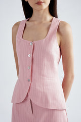 Lucca Linen Vest | Pink