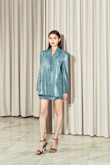 Grego Leather Blazer Blue