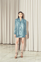 Grego Leather Blazer Blue