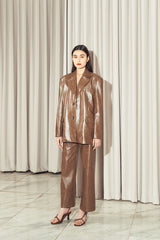 Grego Leather Blazer Brown