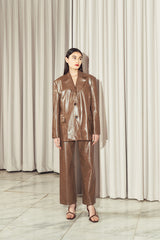 Grego Leather Blazer Brown