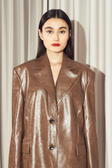 Grego Leather Blazer Brown