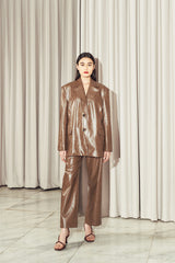 Grego Leather Blazer Brown