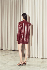 Grego Leather Blazer Maroon