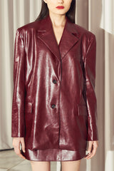 Grego Leather Blazer Maroon