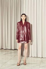 Grego Leather Blazer Maroon