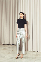 Morris Leather Pants Silver
