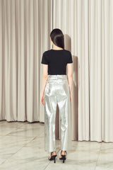 Morris Leather Pants Silver