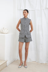 Polan Houndstooth Top | White Multi