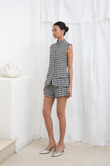 Polan Houndstooth Top | White Multi