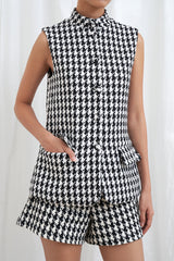Polan Houndstooth Top | White Multi