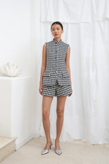 Polan Houndstooth Top | White Multi