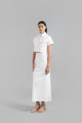 Rubie Crop Denim Shirt White