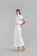 Rubie Crop Denim Shirt White