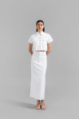 Rubie Crop Denim Shirt White