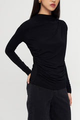 Sienna Draped Top Black | BACK IN STOCK