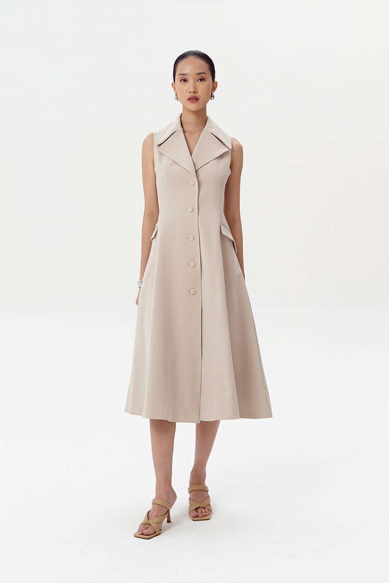【l'or】sleeveless coat dress (beige) Sleeveless Blazer Dress - Buy Fashion Wholesale in The UK