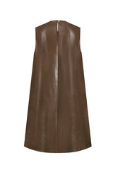 Heather Leather Dress Brown