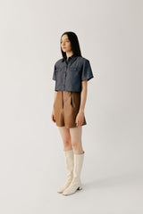 Nora Leather Shorts Brown