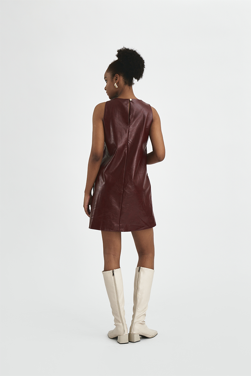 Heather Leather Dress Maroon Duma Official Heather Leather Dress Maroon Duma Official